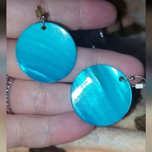 Turquoise Shell Disc Earrings